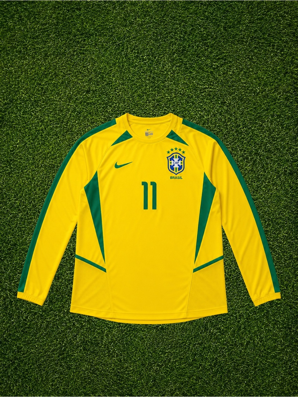 Brazil Retro #11 Long Sleeve Soccer Jersey